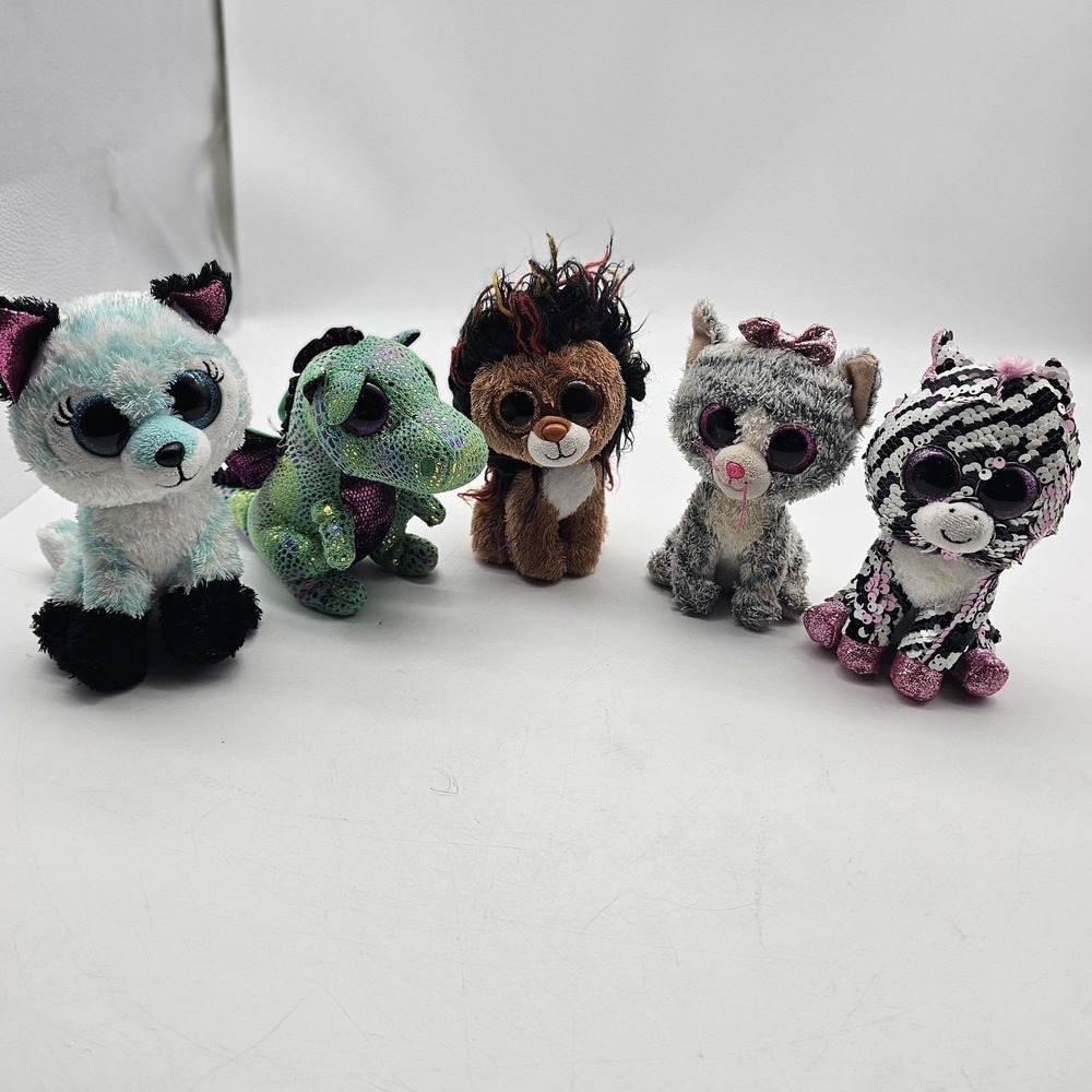 Ty‎ Beanie Boos Atlas Cinder Kiki Zoey Lion Plush Stuffed Toys Lot 5 Small Cute